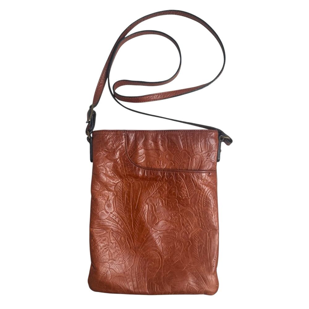 Margot New York Crossbody Bag Soft 100% Leather Purse Front Phone Pocket Floral